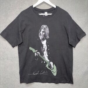 Kurt Cobain Shirt Mens Lg Black Graphic H&M Divided Music Rock Grunge oversized